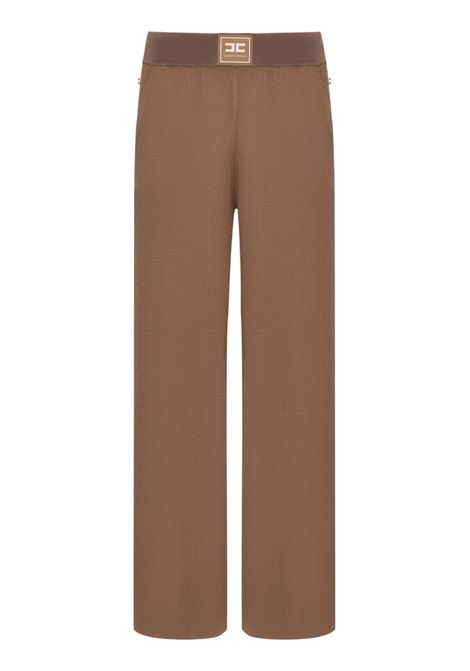 Knitted pants with shiny viscose stripes ELISABETTA FRANCHI | Trousers | KP74S61E2727